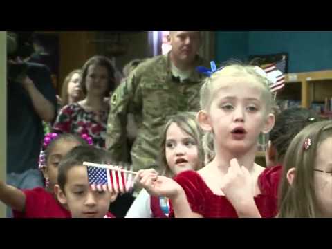 Okla. National Guard member surprises his daughter at school