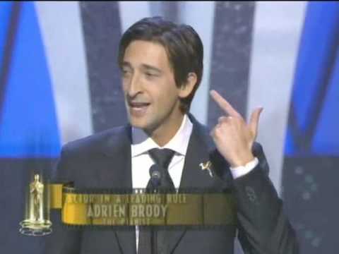 Adrien Brody winning an Oscar® for The Pianist