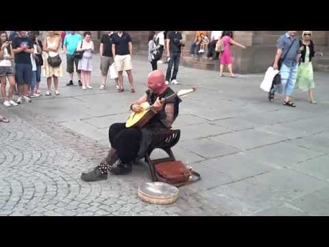 Street Performer in Strasbourg, France, has amazing vocal talent.