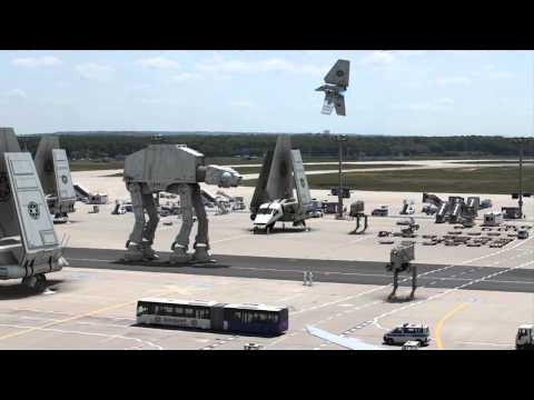 Looks like the Story of Star Wars plays on Earth too in the next Episode. I took these pictures on my Flight back from the States to Germany at the Frankfurt Airport. Seems like the biggest german airport plays a key role as an imperial starport in the new episode -- there have just been imperial forces at the scene. 
Maybe the Rebelboys hide in Berlin... :-D