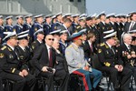 Russian President Vladimir Putin during a staged naval performance to mark Navy Day, Severomorsk, Russia, 27 July, 2014.