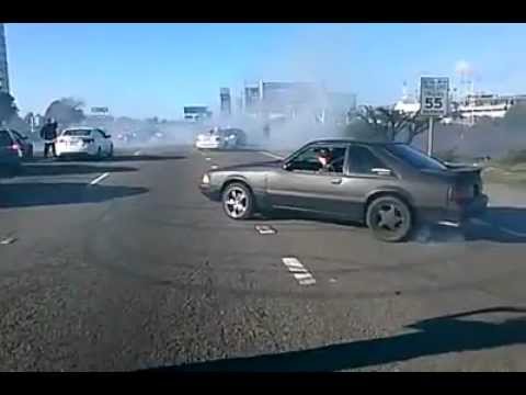 Taking Over Freeway: Cars doing donuts ON FREEWAY (OAKLAND, CALIFORNIA) ORIGINAL VIDEO