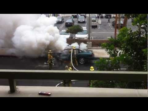 Car  Explosion in Los Angeles 19th August 2011 Brave Fire Fighter