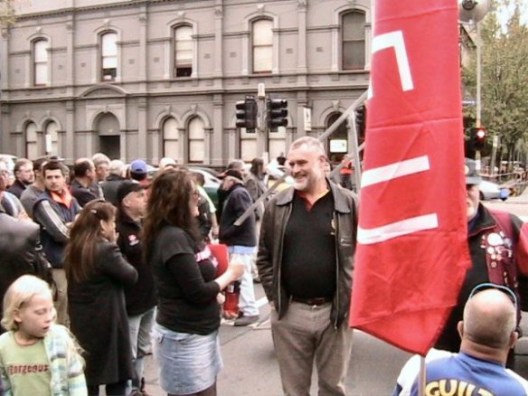 Lita Gillies and Martin Kingham outside Trades Hall