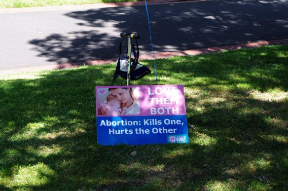 One of the anti-abortion placards