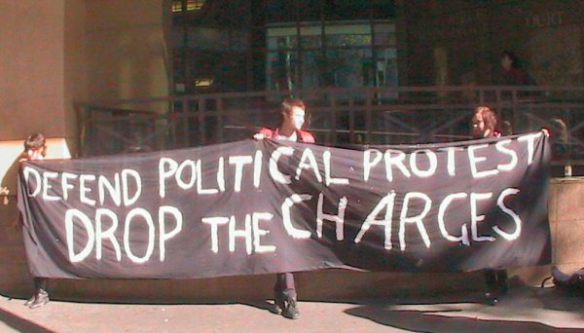 Banner - Defend Political Protest, Drop the Charges