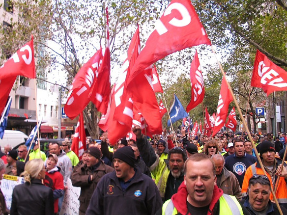 Angry workers on the march