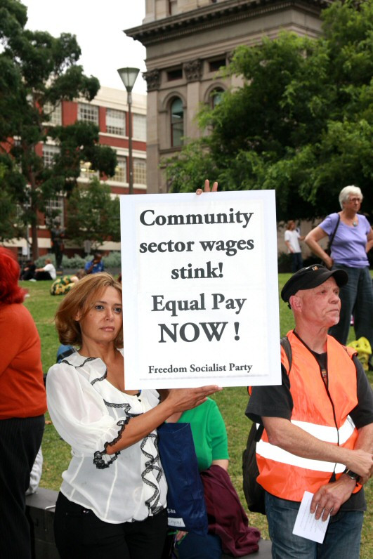 Placard - Community sector wages stink!