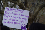 Placard listing unpleasant qualities of Abbot Family