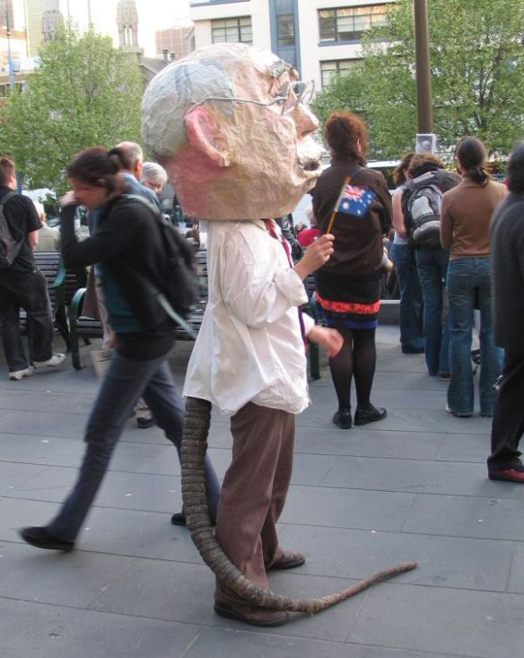 Rat costume with head of John Howard