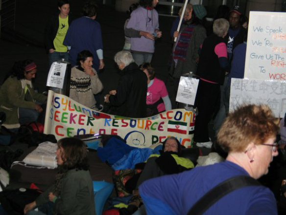 some participants in sleeping bags