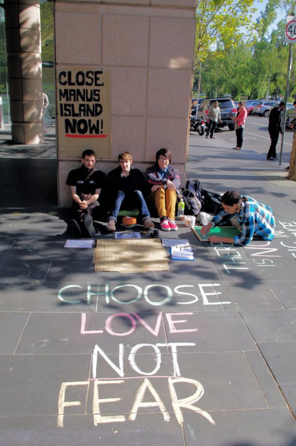 Protesters outside Department of Immigration Melbourne