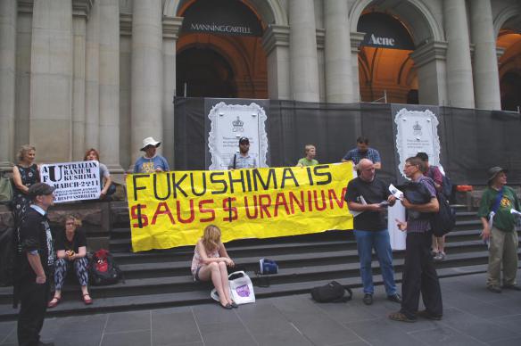 Banner on steps - Fukushima is Aus Uranium ...