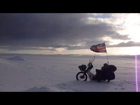 Riding a Honda C90 motorcycle through the Arctic Circle in Winter by Ed March