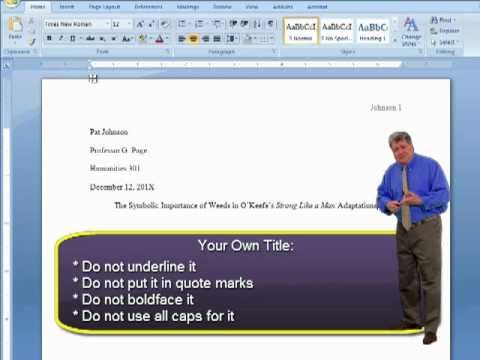 MLA Style Essay Format - Word Tutorial