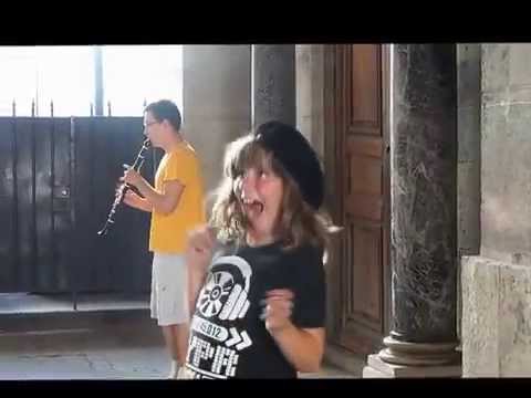 The music makes him happy Street musician Louvre Paris