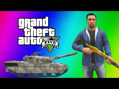 GTA 5 Online Funny Moments Gameplay - Police Station, Tank Launch Glitch, Wildcat Poop, Deep Snow!