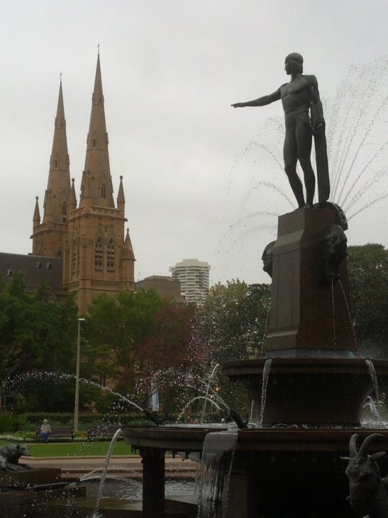 Sydney Hyde Park Foutain and St Marys Cathedral
