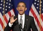 President Barack Obama addresses supporters at a fundraising reception in Baltimore, Tuesday, June 12, 2012.