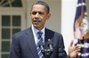 President Barack Obama talks about health care reform as he announces his nominee for Surgeon General, Dr. Regina Benjamin, not pictured, in the Rose Garden of the White House in Washington, Monday, July 13, 2009