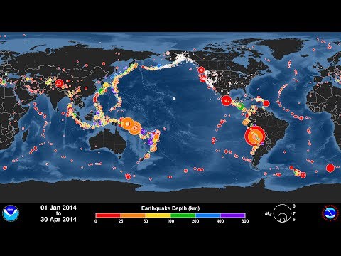 Global Earthquake Animation: January - April 2014