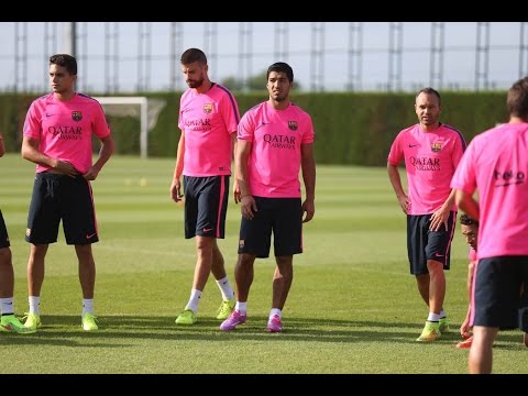 Luis Suárez training with Barça