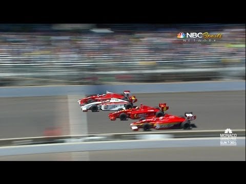 2013 Firestone Indy Lights Close Finish! Freedom 100 4 Wide Finish