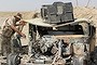 The wreckage of a Humvee used by the Islamic State militants. 