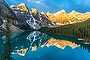 Moraine Lake, Canada: I recently spent a night at Moraine Lake. I got up before sunrise and walked up the rockpile which has wonderful views of Moraine Lake. I had the place to myself as the sun rose and cast amazing colours on the mountains, reflecting onto the lake below. It was not until I was leaving that others were arriving. Photo: Janette Asche