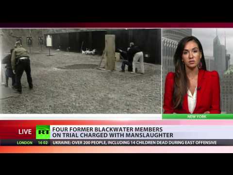 Four guards from the former private security company Blackwater are going on trial for crimes ranging from manslaughter to weapons violations. Seven years ago they were assigned a mission to transport U.S. diplomats through Baghdad.  But a skirmish broke out en route leaving 14 Iraqis dead. For more on that let\'s cross LIVE to RT\'s Marina Portnaya.

RT LIVE http://rt.com/on-air

Subscribe to RT! http://www.youtube.com/subscription_center?add_user=RussiaToday

Like us on Facebook http://www.facebook.com/RTnews
Follow us on Twitter http://twitter.com/RT_com
Follow us on Instagram http://instagram.com/rt
Follow us on Google+ http://plus.google.com/+RT

RT (Russia Today) is a global news network broadcasting from Moscow and Washington studios. RT is the first news channel to break the 1 billion YouTube views benchmark.