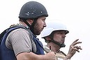 FILE - SEPTEMBER 02, 2014: An internet video has been released which purports to show the beheading of US reporter Steven Sotloff by the Islamic State group MISRATA, LIBYA - JUNE 02:   In this handout image made available by the photographer American journalist Steven Sotloff (Center with black helmet) talks to Libyan rebels on the Al Dafniya front line, 25 km west of Misrata on June 02, 2011 in Misrata, Libya.  Sotloff was kidnapped in August 2013 near Aleppo, Syria and was recently shown on a jihadist video in which fellow US journalist James Foley was executed.   In the video the militant form the Islamic State (IS) threatens to kill Sotloff next if the US continues its aerial campaign against the insurgency.  (Photo by Etienne de Malglaive via Getty Images)