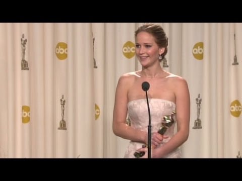 Raw: Jennifer Lawrence backstage after 2013 Oscar win