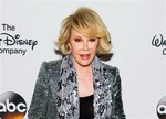 FILE - In this May 14, 2014 file photo, TV personality Joan Rivers attends A Celebration of Barbara Walters in New York. Melissa Rivers announced Thursday, Sept. 4, that her mother Joan died Thursday, in New York. Rivers was hospitalized Aug. 28, after going into cardiac arrest at a doctor's office.