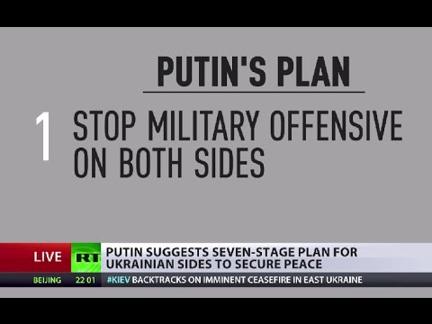 Kiev must withdraw troops from southeastern regions of Ukraine and rebels must stop offensive to stop bloodshed, Russia’s President Vladimir Putin says. He and Ukrainian leader Petro Poroshenko discussed \