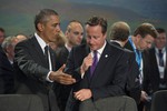 US President Barack Obama and UK Prime Minister David Cameron at the NATO Summit in Wales, 4 September, 2014.