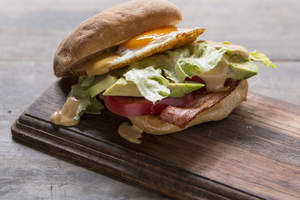 Frank Camorra's BLT with avocado, fried egg and HP mayo