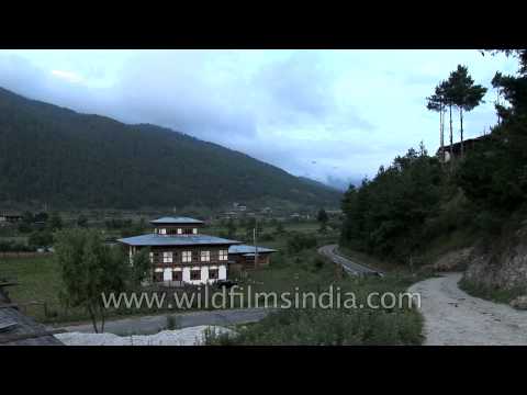 Cute Bhutanese houses in Bumthang valley