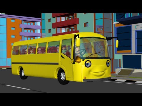 The Wheels on the Bus go round and round - 3D Animation English rhyme for children