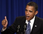 President Barack Obama gestures as he speaks during a reception at the Columbus Anthenaem, Wednesday, Aug 18, 2010, in Columbus, Ohio.