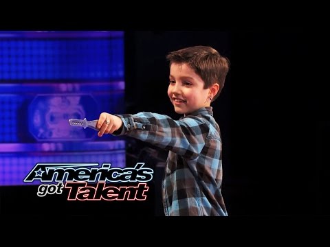 Grennan the Green Monster: 8-Year-Old Throws Knives at Dad - America's Got Talent 2014