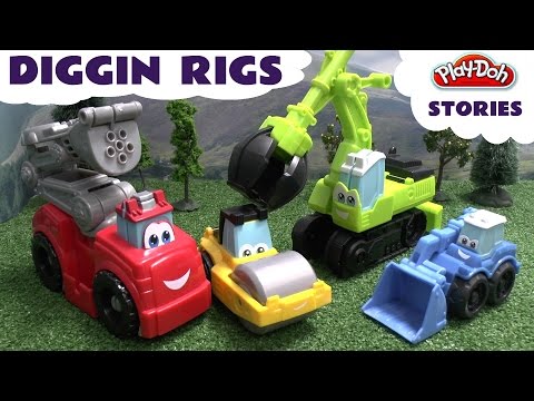 Thomas and Friends Play Doh Diggin Rigs Accident Crash Rescue Stories Bus Helicopter Fire Engine