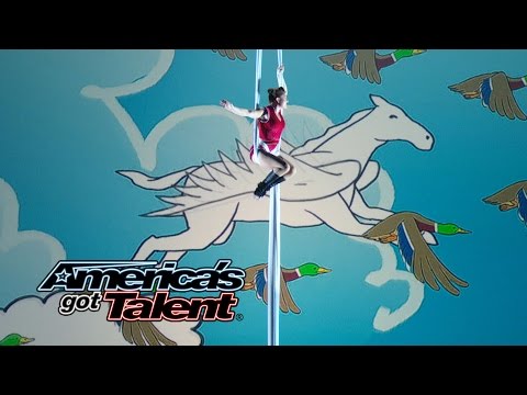 Aerial Animation: Duo Flies Around On a Magical Horse - America's Got Talent 2014