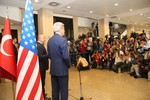 U.S. Secretary of State John Kerry delivers remarks to the press with Turkish Foreign Minister Mevlut Cavusoglu in Ankara, Turkey on September 12, 2014.