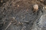 This is an undated file photo released by the University of Leicester, England, of remains found underneath a car park in September 2012 in Leicester, which have been declared "beyond reasonable doubt" to be the long lost remains of England's King Richard III, missing for 500 years.