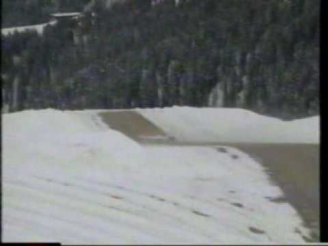 Beech Baron landing at Courchevel Airport, France