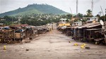 An empty local market area is seen, as Sierra Leone government enforces a three day lock-down on movement of all people in a attempt to fight the Ebola virus, in Freetown, Sierra Leone, Friday, Sept. 19, 2014. Thousands of health workers began knocking on doors across Sierra Leone on Friday in search of hidden Ebola cases with the entire West African nation locked down in their homes for three days in an unprecedented effort to combat the deadly disease.