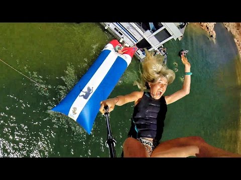 Human Water Catapult - 55 Foot Launch! In 4k