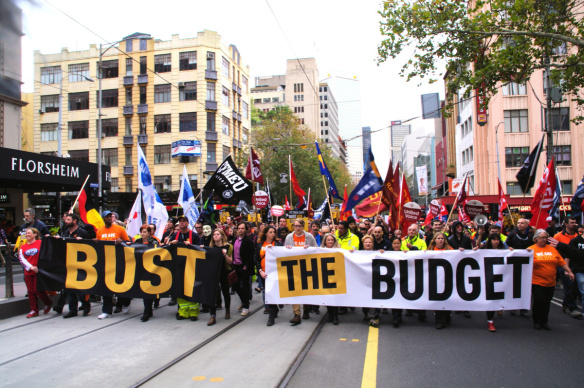 Bust the Budget banner leads march