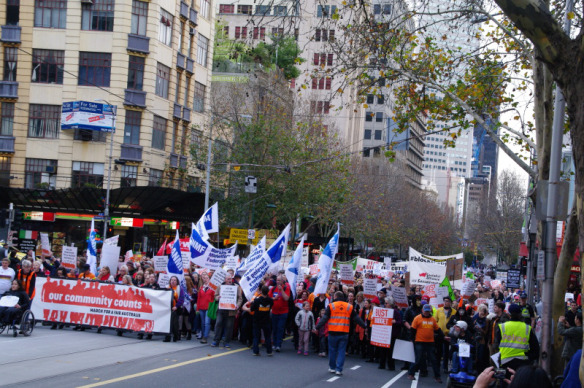 Head of march coming up Bourke Street