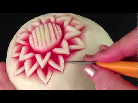 Simple Watermelon Flower Style - Int Lesson 1 By Mutita Art Of Fruit And Vegetable Carving Video